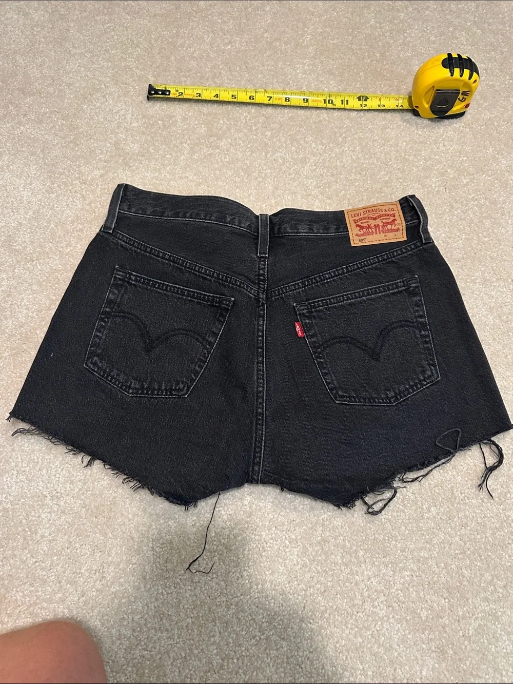 Levi's Black Frayed Denim Cutoff Shorts